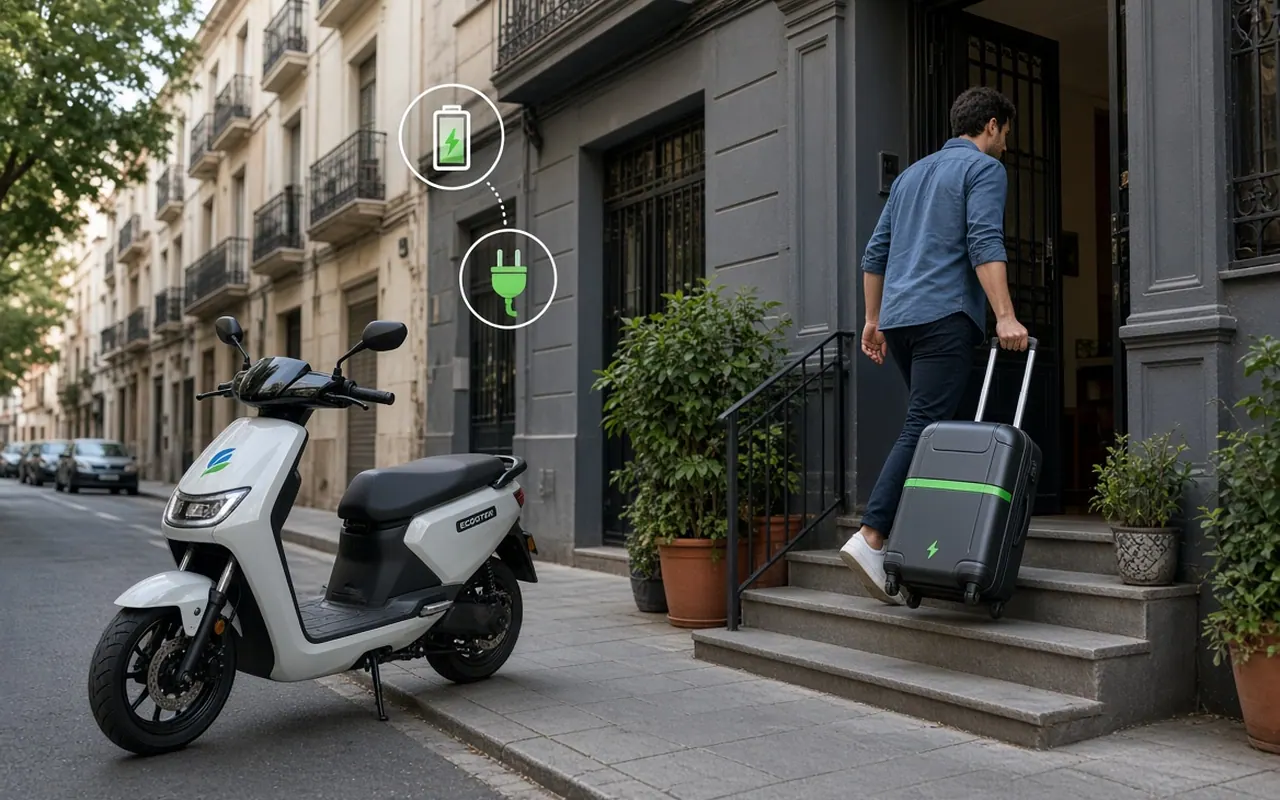 Batería extraíble de un scooter eléctrico